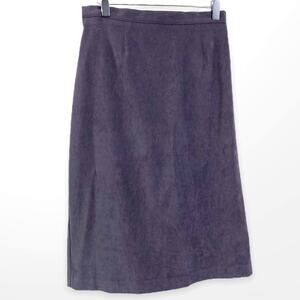 90s Vintage Gray Velour Stretch Waist Back Slit Pencil Skirt